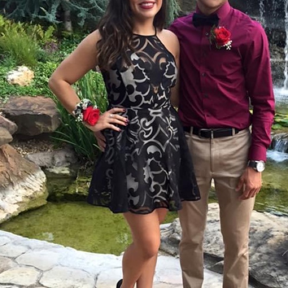 Cream & Black formal dress